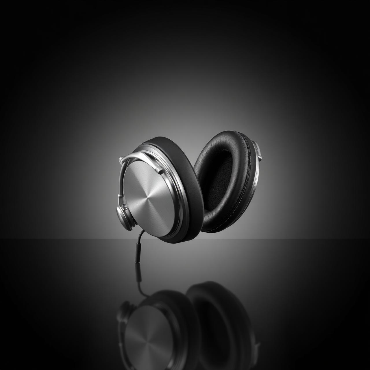 Premium over-ear headphones in brushed aluminum and black leather