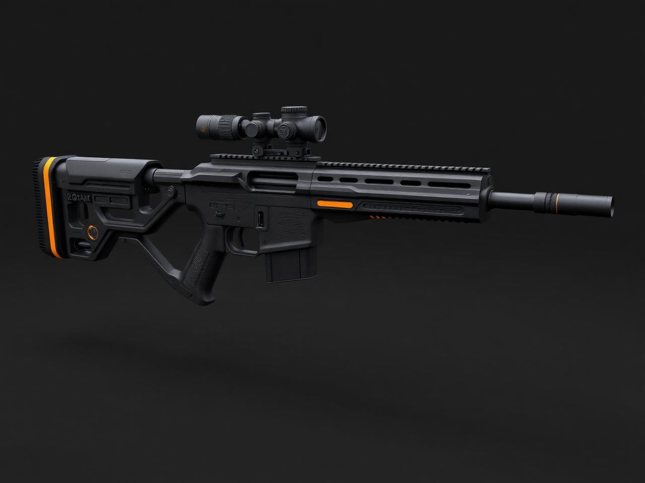 Hard-surface 3D model of a sci-fi marksman rifle
